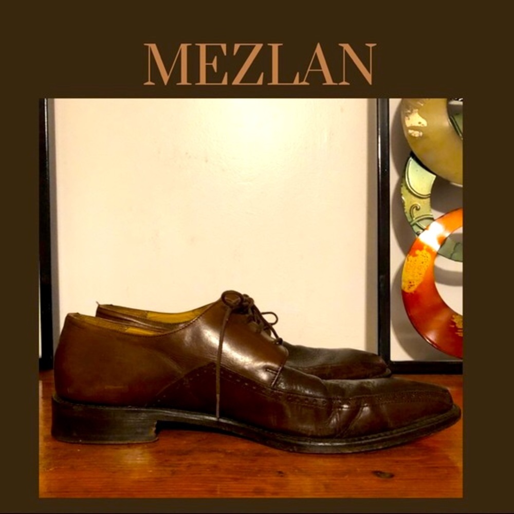 MEZLAN VERDICT Brown 2 Tone Leather Dress Oxford Lace Up Square Toe Size 11.5M - Picture 9 of 13